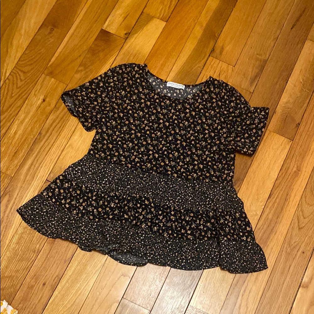 Floral Black Woman Teen/Juniors Top